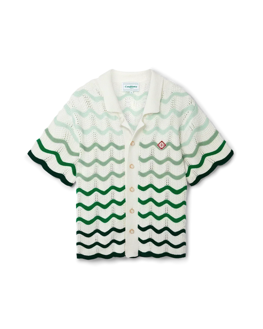 Wavy Gradient Crochet Shirt - casablanca