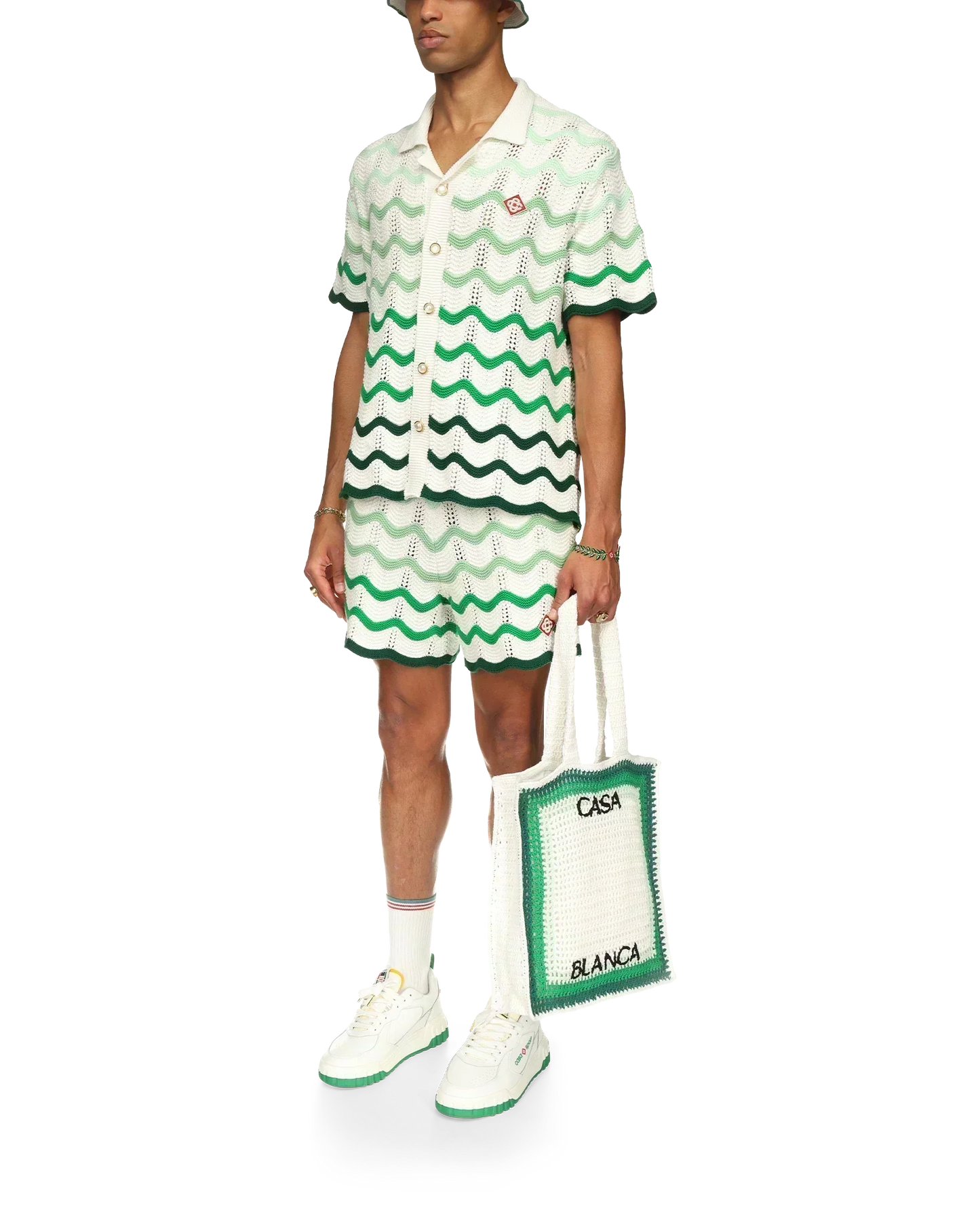 Wavy Gradient Crochet Shirt - casablanca